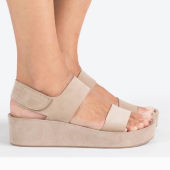 Pedro Garcia Lacey Light Gray Suede Platform Wedge Sandles